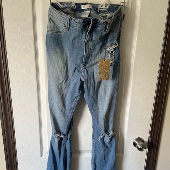 Loverly Fit Denim - Loverly Fit - Distressed High Waist Flare Jeans - Size 15
